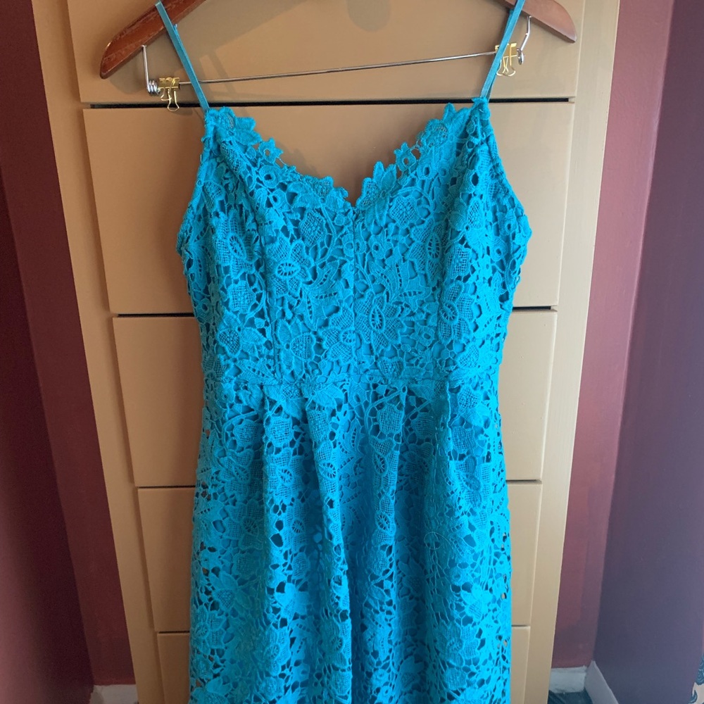ASTR the Label turquoise lace midi dress